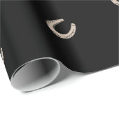 Equestrian Lucky Hoefijzer Zwart Cadeaupapier (Rol Hoek)