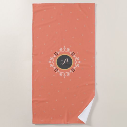 Equestrian Monogram Lucky Hoefijzer Pattern Strandlaken (Voorkant)