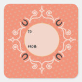 Equestrian Monogram Lucky Hoefijzer Vierkante Sticker (Voorkant)