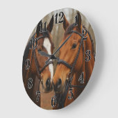 Equestrian pair of horses rustic countryside style grote klok (Hoek)