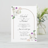 Equestrian Purple Floral Wedding Invitation (Debout devant)
