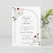 Equestrian Red Floral Rustic Wedding Kaart (Staand voorkant)