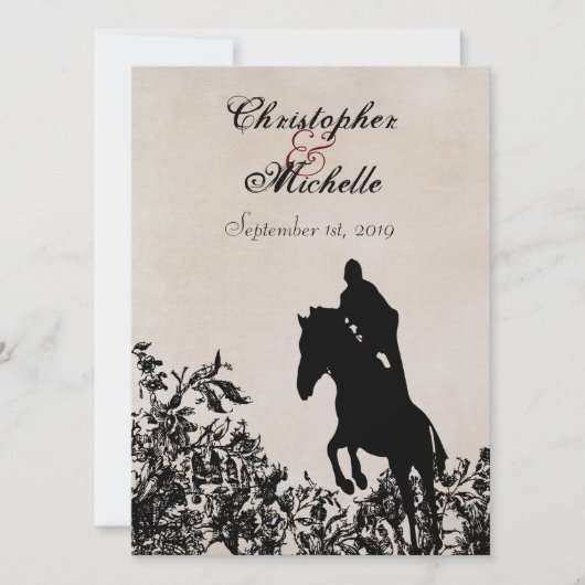 Equestrian Style Horse Wedding Invitation Kaart (Voorkant)