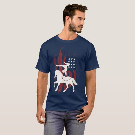 Equestrian Vaulating US Flag Horses I Vault T-shirt (Voorkant volledig)