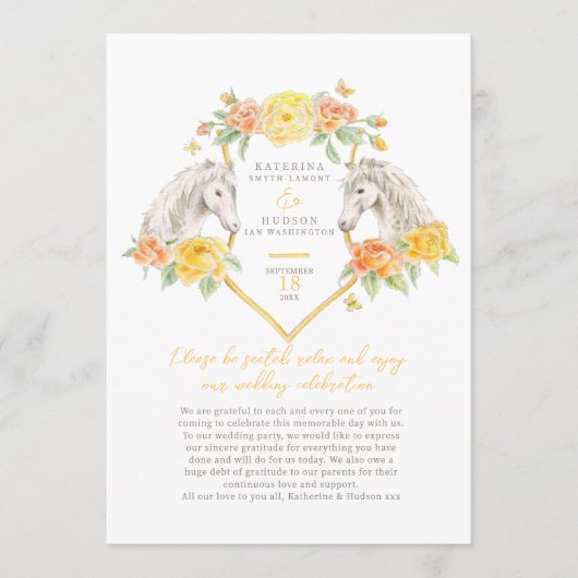 Equestrian Yellow Rose waterverf huwelijksprogramm Programma (Voorkant)