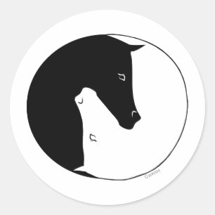 Equestrian Ying Yang Ronde Sticker