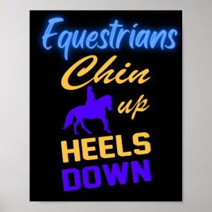 Equestriërs kantelen op blauw geel poster
