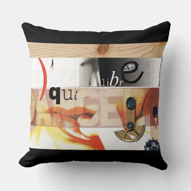 Equilibre Danger Dadaist Digital Collage - Coussin (Recto)