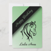 Equine Anniversaire Invitation Green (Devant)