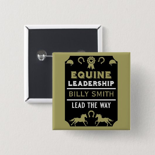 Equine Leadership Training Vierkante Button 5,1 Cm (Voorkant /achterkant)
