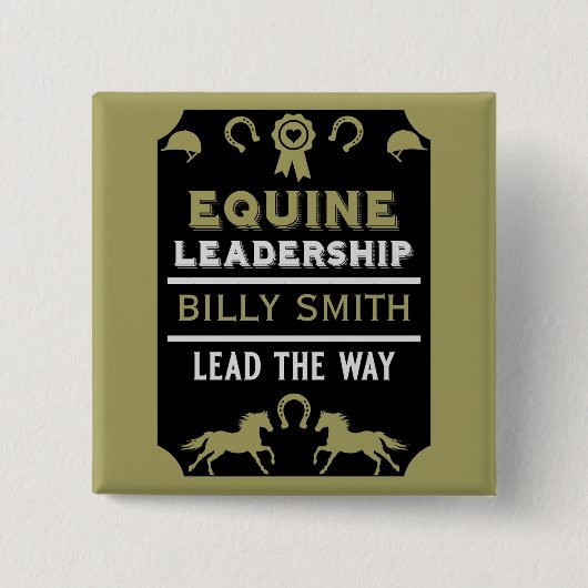 Equine Leadership Training Vierkante Button 5,1 Cm (Voorkant)
