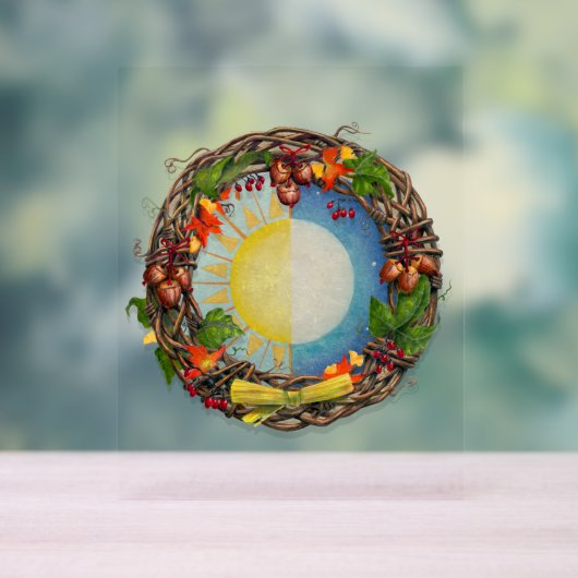 Equinox zon en maan krans acryl bord (Neutraal)