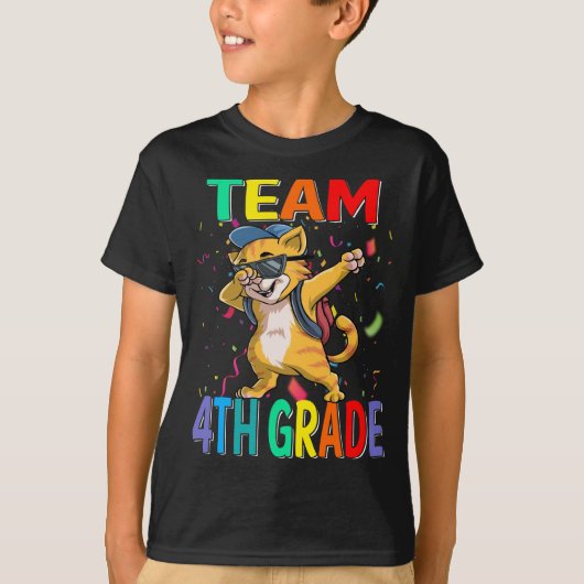 Équipe 4e année Chat Retour à l'école T-shirt (Devant)