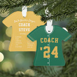 Équipe de baseball jaune et vert Jersey<br><div class="desc">Commémorez une saison fantastique pour l'entraîneur de baseball de vos enfants avec cette décoration personnalisée cool dans une couleur verte et jaune. Personnalisez le front avec l'année, avec "Entraîneur" ci-dessus, et ajoutez plus de détails à l'arrière, y compris le nom de l'entraîneur, le nom de l'équipe ou de la ligue,...</div>