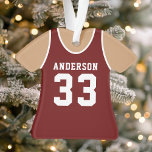 Équipe de basket-ball Jersey Sports Maroon Uniform<br><div class="desc">Basketball Jersey Sports Team Uniform Ornament. Cet ornement de maillot de basket est parfait pour toute personne qui pratique des sports scolaires ou qui aime regarder le sport. Personnalisez ce design personnalisé avec votre propre nom d'équipe et numéro de maillot.</div>