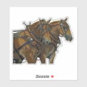 Équipe de chevaux de trait belges Autocollants déc (Feuille)