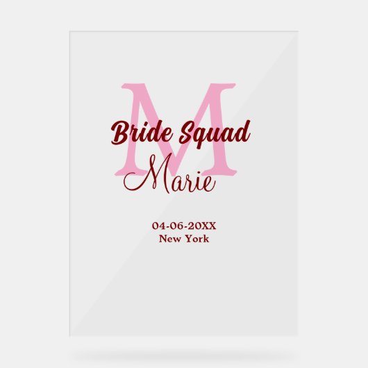 Equipe de mariée ajouter nom monogramme demoiselle (Recto)