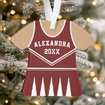 Équipe de pom-pom girl Varsity Maroon uniforme<br><div class="desc">Pom-pom girl Vêtements Varsity Team Uniform Ornament. Ce décor pom-pom girl est parfait pour quiconque encourage les sports scolaires ou aime encourager les sports. Personnalisez ce design personnalisé avec votre propre nom et votre année.</div>