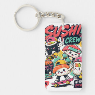 Équipe de sushi kawaii Porte-clés en acrylique