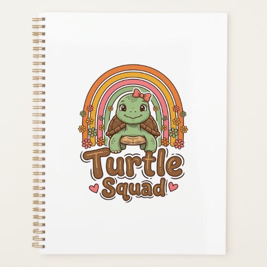 Équipe de tortue mignonne dessin vectoriel floral (Devant)