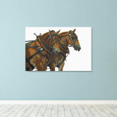 Équipe de trait de cheval belge sur toile tendue (Insitu (Plancher de Bois))