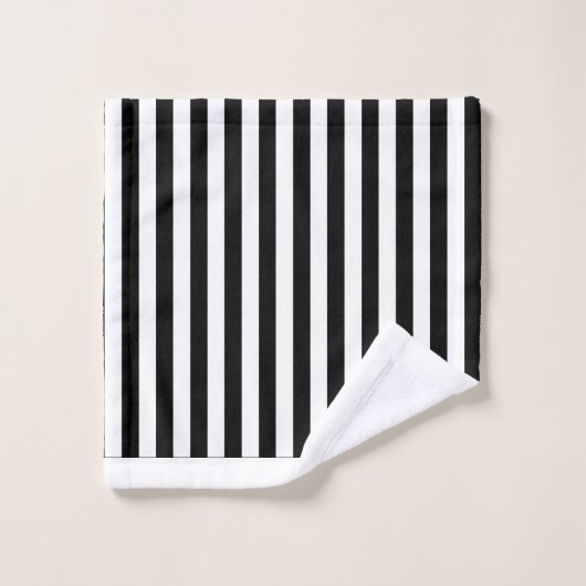 Équipe Rayure Noir Blanc (Gant de toilette)