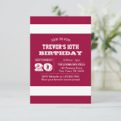 Équipe rouge foncé et blanc Invitation Anniversair (Debout devant)