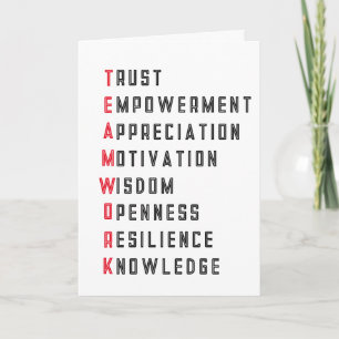 Équipe Travail Mots Positifs Carte d'Appréciation 
