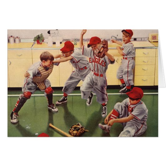 Équipe vintage De Baseball Sports, Boys Roughhousi (Devant horizontal)
