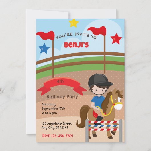 Équitation Anniversaire Fête Invitation (Devant)