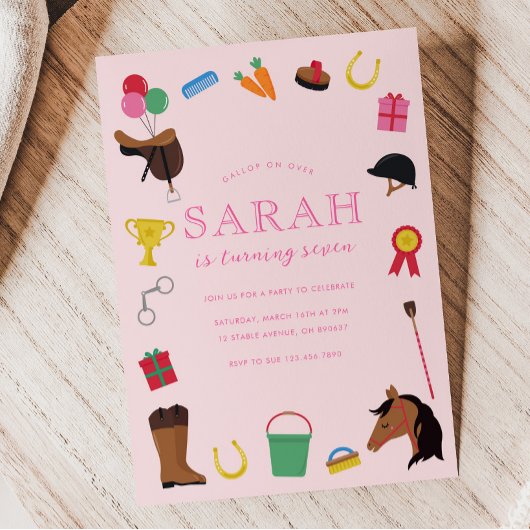 Équitation Anniversaire Invitation de la fête