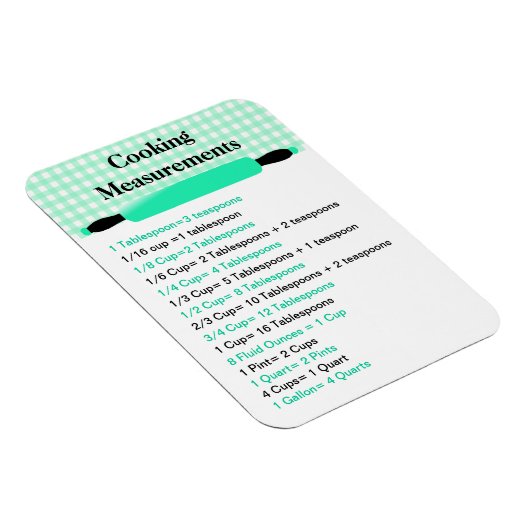 Équivalents de mesure des cuisines Magnet du graph (Côté Droit)