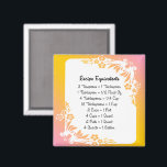 Équivalents de recette Pastel Floral Fridge Magnet<br><div class="desc">Trouvez facilement des équivalents de mesure de recette avec cette liste d'équivalents de mesure communs pour aider la cuisson et la cuisine dans la cuisine. Dans les roses pastel et oranges avec motif floral simple,  par MomsRetro</div>