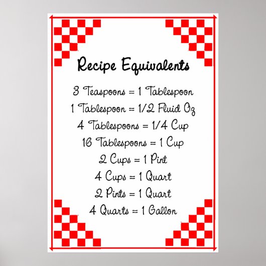 Équivalents de recette Rouge blanc coché Poster (Devant)