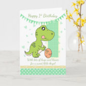 ęr Carte de dinosaure vert d'anniversaire, ?ère (Fleur jaune)