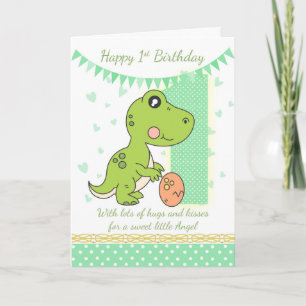ęr Carte de dinosaure vert d'anniversaire, ?ère