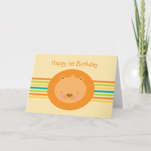 ęr Carte de lion de bébé d'anniversaire