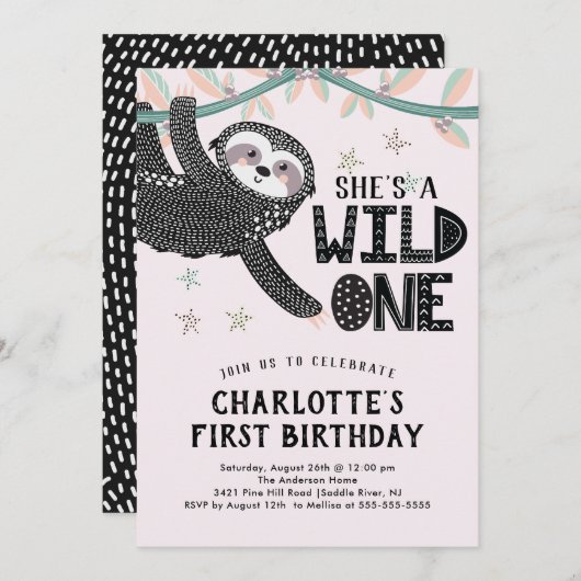 ęr Invitation d'anniversaire de paresse (Devant / Derrière)