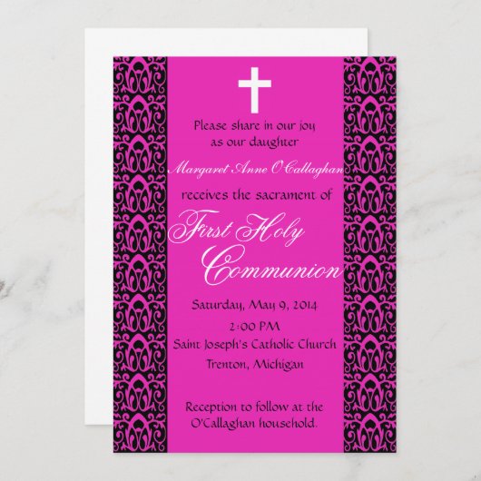 ęr Invitation de communion - filles (Devant / Derrière)