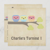 ęr Invitation de hiboux de bébé de fête (Devant / Derrière)