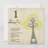 ęr Invitation de hiboux de bébé de fête (Dos)