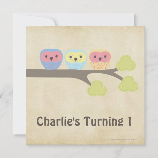 ęr Invitation de hiboux de bébé de fête (Devant)