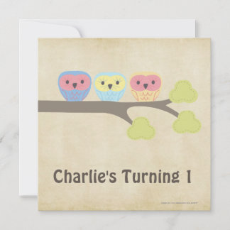 ęr Invitation de hiboux de bébé de fête