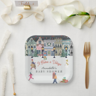 Er is een Baby shower voor een vakantiestad Papieren Bordje
