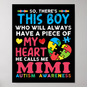 Er is een jongen die hij me Mimi Autism Awareness Poster