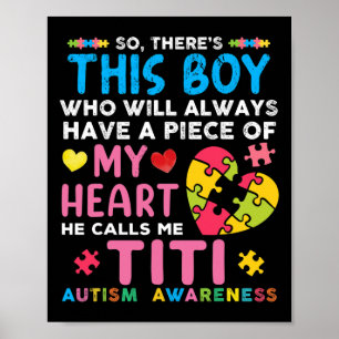 Er is een jongen die hij me Titi Autism Awareness Poster