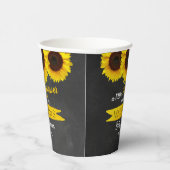 Er is een kleine zonnebloem onderweg. Baby shower Papieren Bekers (Rechts)