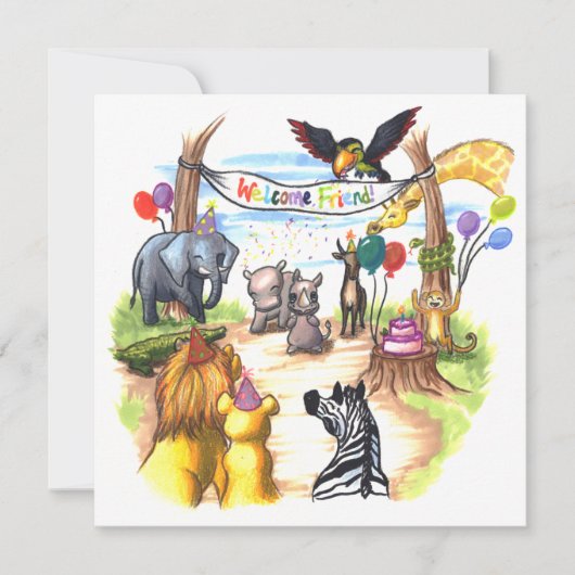 Er is een New Rhino in de uitnodiging van de stad (Voorkant)