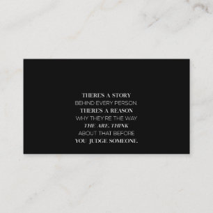 er is een verhaal achter elke persoon die een reas visitekaartje