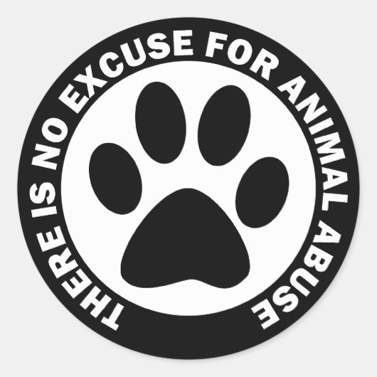 Er is geen excuus voor dierenmishandeling ronde sticker (Voorkant)